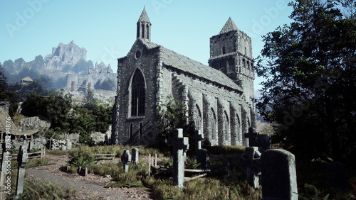 Φωτογραφία Crumbling stone church stands proudly amid remnants of ancient buildings