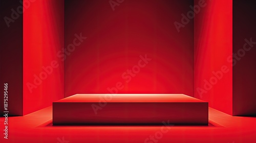 Red Minimalist Stage With Bright Lighting