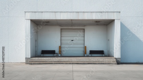 Contemporary Empty Loading Dock Stage with Minimalist Design and Sunlight