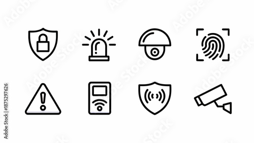 Set of security icons for technology and safety measures