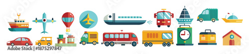 transportation icon set collection illustration 