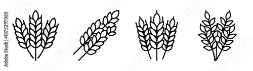 Wheat stalks vector illustration, grain harvest clip art, agriculture design element, food icon set