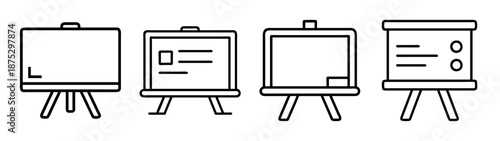 Presentation board easel whiteboard flipchart stand conference seminar training display equipment vector set