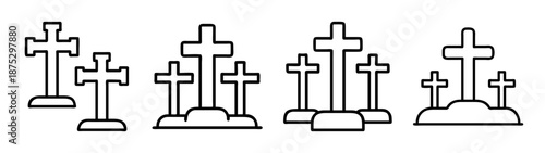 Christian crosses illustration vector design religious symbol faith hope belief church jesus christ cemetery gravestone memorial spirituality silhouette
