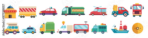 transportation icon set collection illustration