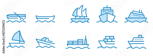 ship and boat icons vector design