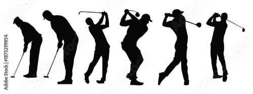 silhouette of man playing golf