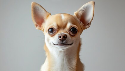 Charming Adorable Chihuahua with Engaging Gaze and Gentle Nature on Neutral Background for Photos