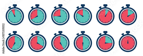 stopwatch with different time countdown in seconds