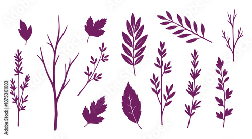 straightforward floral sketch includes twigs leaves