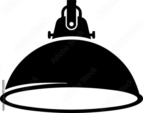 Hanging industrial lamp light fixture silhouette vector graphic
