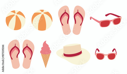 summer essentials illustration featuring flip flops