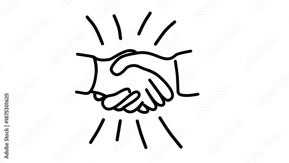 Fototapeta premium a simple handshake symbol, black isolated silhouette