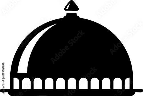 Black Food Serving Dome Cloche Icon Silhouette Vector