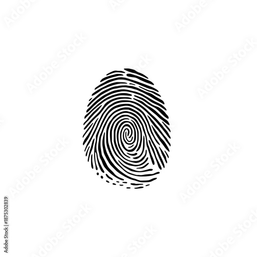 Silhouette of a Fingerprint Design on a Plain Background Showing Unique Lines and Curves in the Pattern