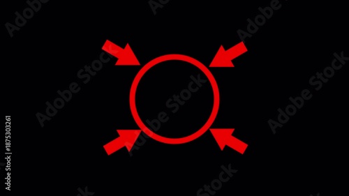 pointing inward to a central focus point on a black background. 4k video