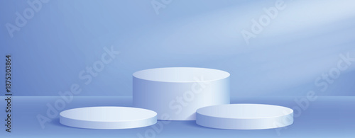 three d podium background in light blue color studio 
