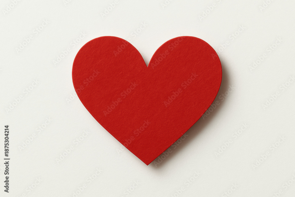 Fototapeta premium Red paper heart cutout on white background for valentine's day concept 