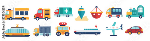 transportation icon set collection illustration