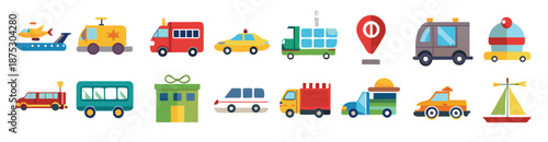 transportation icon set collection illustration