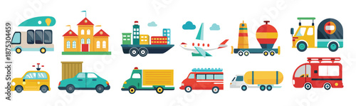 transportation icon set collection illustration