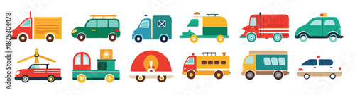 transportation icon set collection illustration