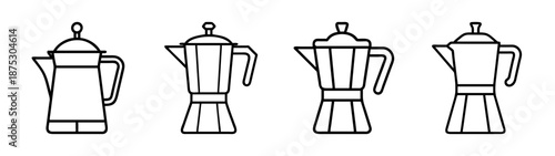 Collection of moka pot vector illustration espresso maker stovetop coffee maker italian coffee maker design