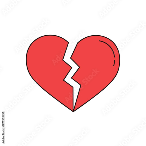 Broken heart symbol on black background