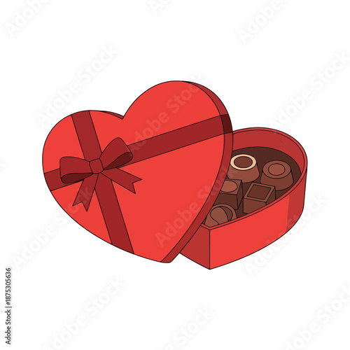 Romantic heart shaped gift box of assorted chocolates