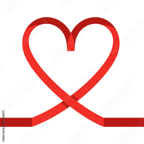 Red heart symbol with ribbon on black background