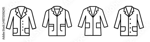 Science lab coat outline vector illustration medical apparel research uniform garment design template