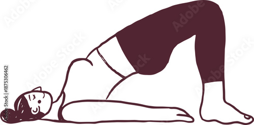 Hand Drawn Woman Character in Bridge Yoga Pose