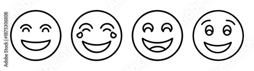 Four different emotions vector illustration: happy, sad, funny, and crying face expressions