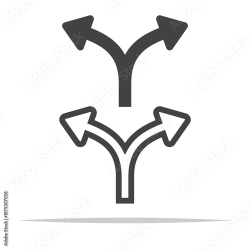 Two split arrow icon transparent vector isolated