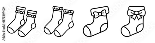 Christmas stockings vector illustration for holiday season coloring page and clip art design drawing