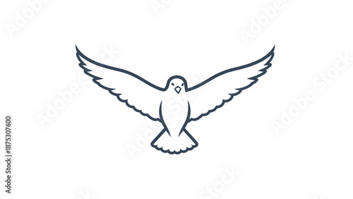 Minimalist vector line art of a soaring bird with outstretched wings, embodying freedom, hope, and natural beauty in a clean graphic design representation
