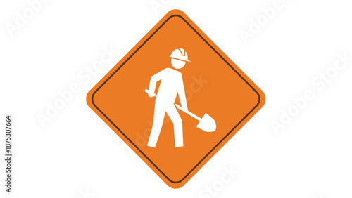 Construction Worker with Shovel Sign