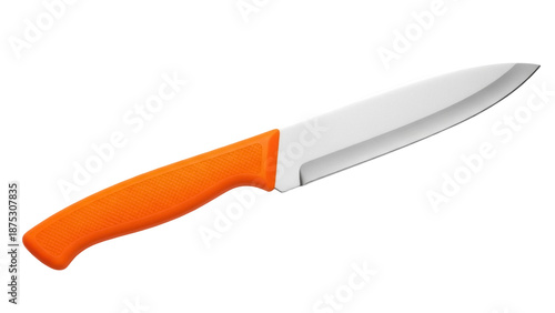 Foto Orange handled kitchen knife isolated PNG on transparent background, sharp cooki
