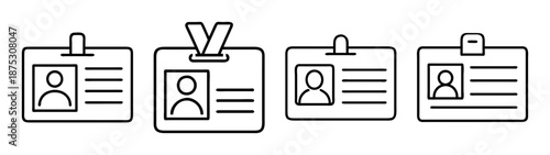 Id card badge identification pass employee name tag access identity security vector graphic design