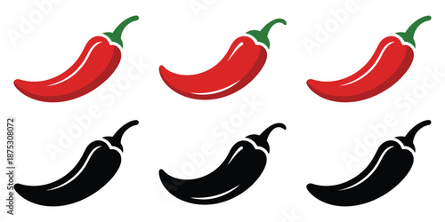 Hot Chili Pepper, and Paprika Paper Icon Set