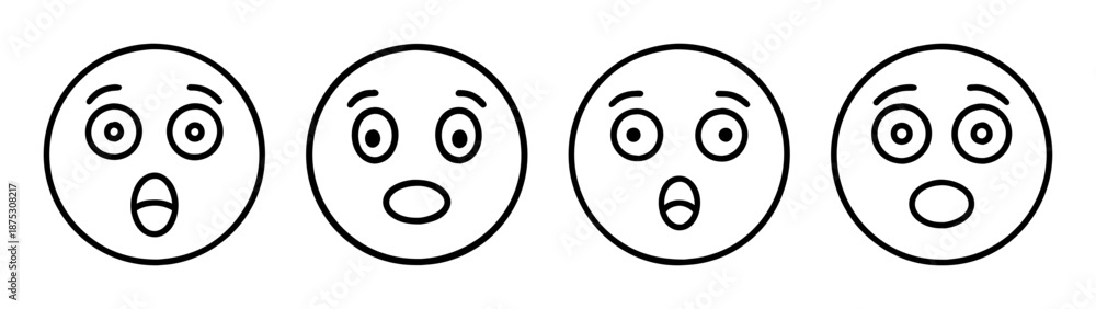 Fototapeta premium Shocked faces expression vector illustration design graphic art emotional reaction surprise outline