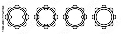 Four tambourines musical instrument percussion rhythm band music vector illustration design element for graphics