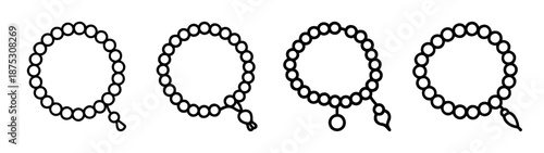 Collection of prayer beads tasbih islamic subha misbaha rosary dhikr zikr allah beads vector art