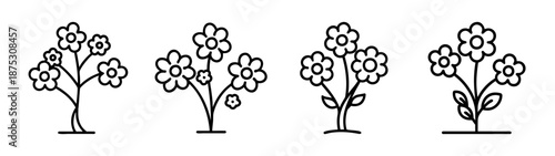 Drawing of flower arrangements simple flower vector illustration floral design elements clip art set botanical art