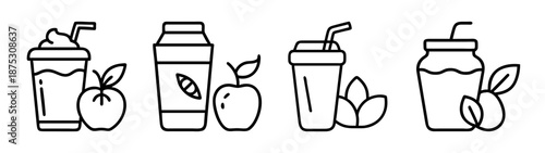 Healthy fruit smoothie juice detox vector illustration for nutrition and wellness concept art