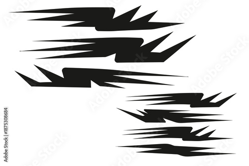 Abstract black speed motion lines on white background.