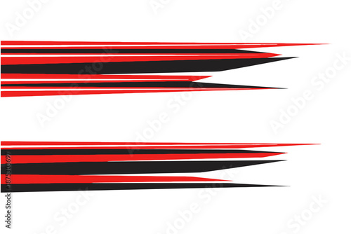 Abstract red and black speed lines on white background.