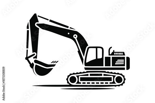 Excavator Silhouette Icon digger construction