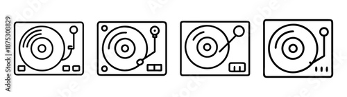 Vintage record player turntable illustration for dj music audio equipment and vinyl record lovers