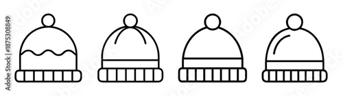 Collection of winter hats vector illustration for fashion design and winter clothing concepts template
